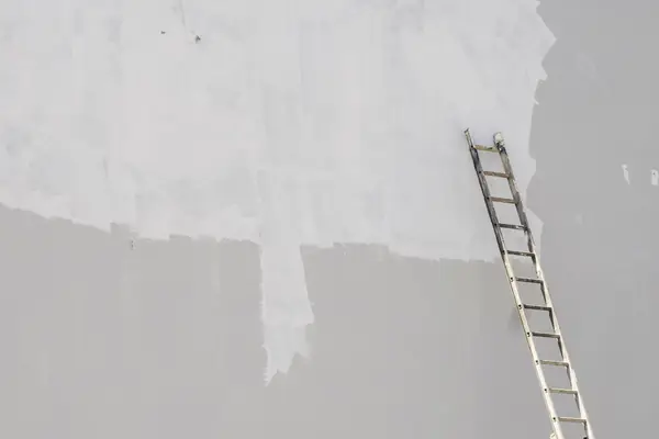 Exterior painting in Jackson: ladder against a freshly primed wall